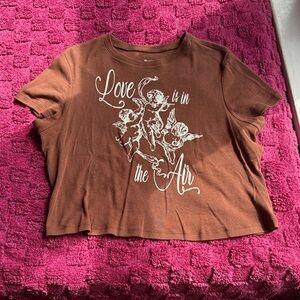 Juniors No Boundaries Brown and White Graphic Tee Size XL(16-18)